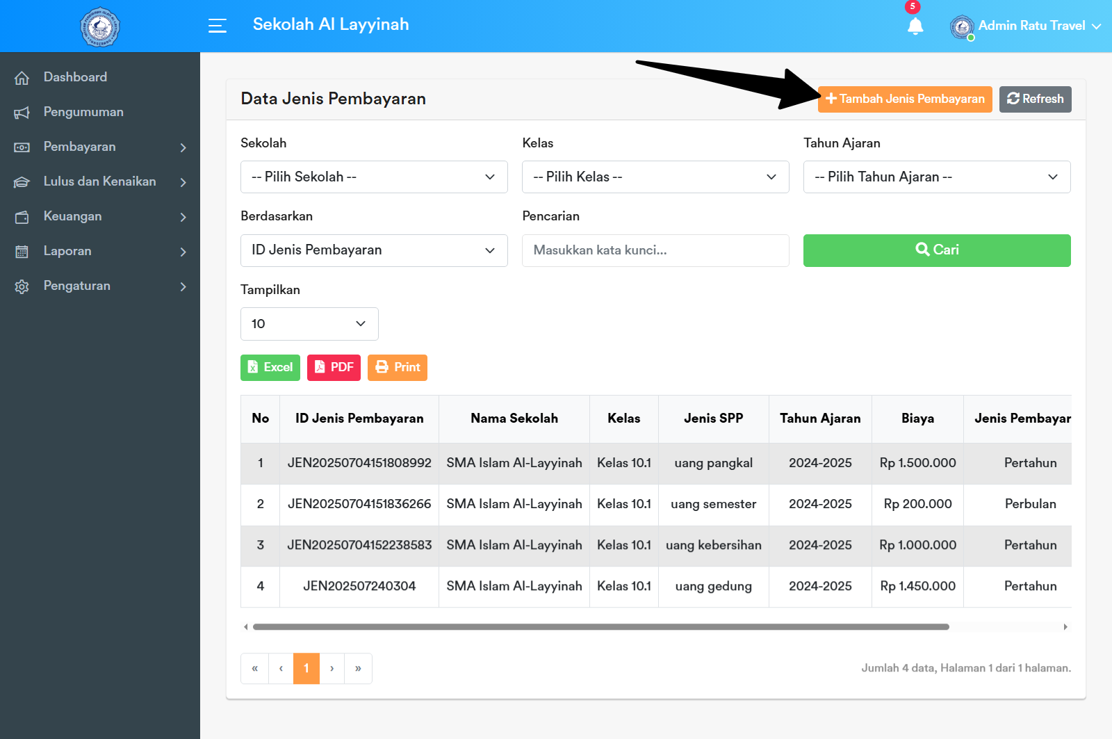 Tombol Tambah Jenis Pembayaran